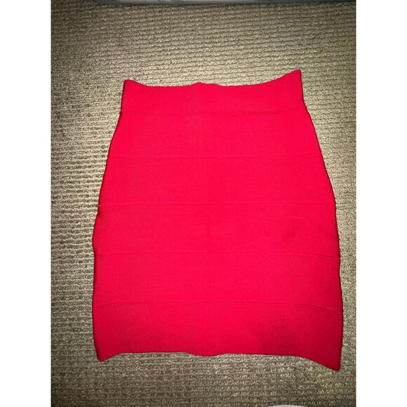 BCBGMAXAZRIA Women's Red Bandage Bodycon High Waisted Mini Skirt Size XS - Picture 3 of 4